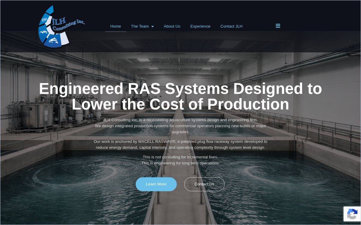 The engineering firm's rebuilt website homepage, captured in October 2026